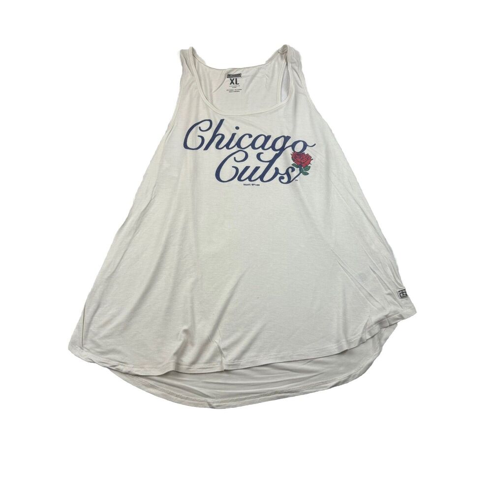 Chicago Cubs Rose MLB Tank Top Womens XL White Tailgate 2019 Sleeveless